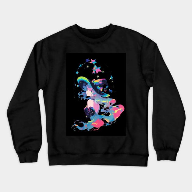 Rainbow Wind Witch Crewneck Sweatshirt by StarcallerCafe